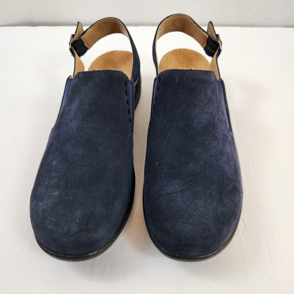Revitalign Women's Navy Suede Slingback Clogs Cork Wedge Comfort Shoes Size 9.5 - Picture 3 of 9